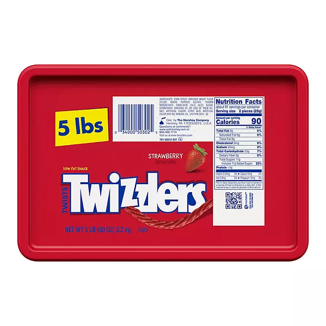 TWIZZLERS Strawberry Flavored Twists Tub, 5 lbs.