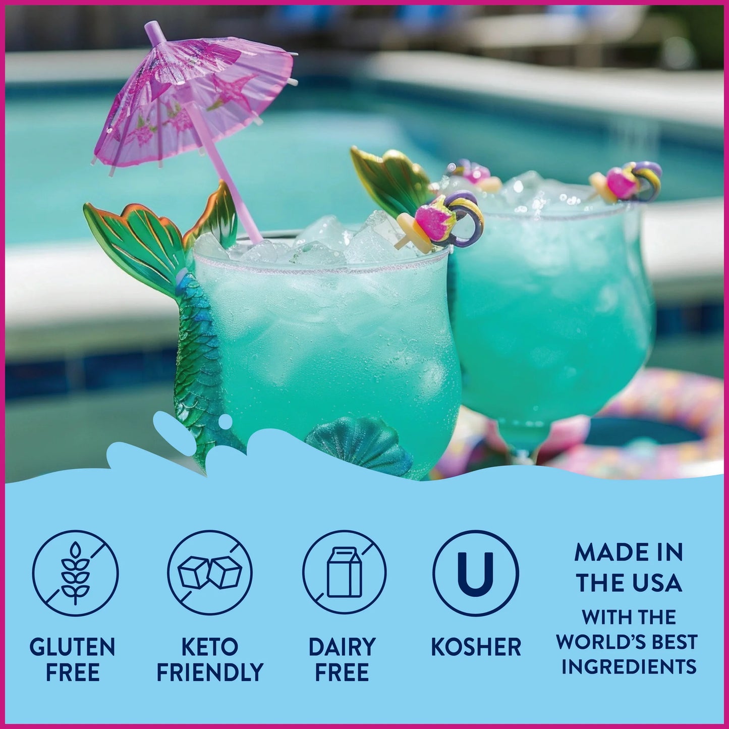 Jordan's Skinny Mermaid Syrup 2 Pack (750ml Bottles) | Sugar-Free, Zero Calorie Water Enhancer | Keto Friendly, with CHIRPFINDS Coaster