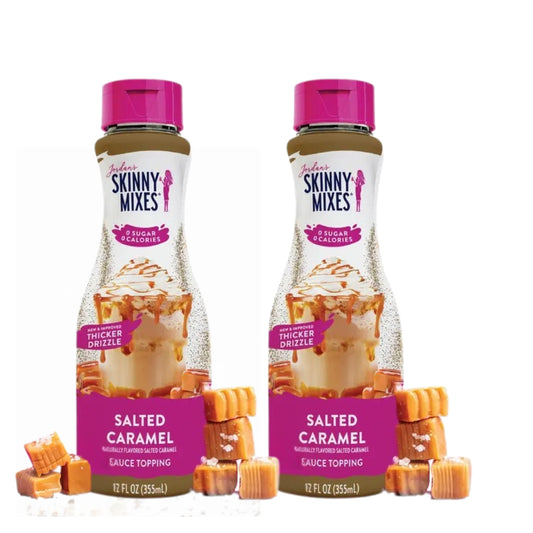 Jordan Skinny Salted Caramel Coffee Syrup Sauce, Sugar Free, Keto, Zero Calories, THICKER DRIZZLE, (Pack of 2)