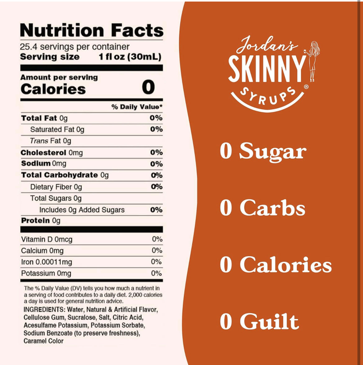 Jordan's Skinny Syrups, Salted Caramel Mocha Coffee Syrup, Sugar Free, 25.4 Ounces (Pack of 2), Zero Calorie Drink Flavoring & Mixes