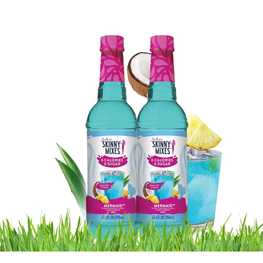 Jordan's Skinny Mermaid Syrup 2 Pack (750ml Bottles) | Sugar-Free, Zero Calorie Water Enhancer | Keto Friendly, with CHIRPFINDS Coaster