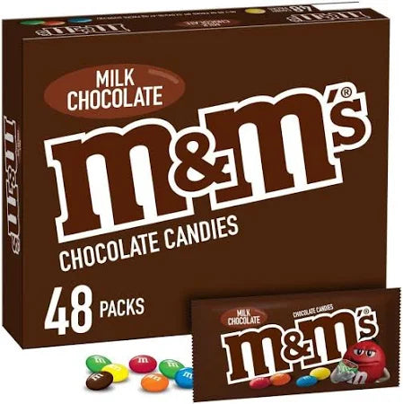 M&M'S Milk Chocolate Candy, Full Size, 1.69 oz., 48 pk.